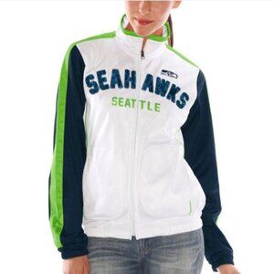 NFL Team Apparel Seattle Seahawks Raglan Tracksuit Full-zip Glitter Jacket Sz L
